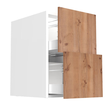 RTA - Rustic Oak - Two Drawer Base Cabinets | 18"W x 34.5"H x 24"D