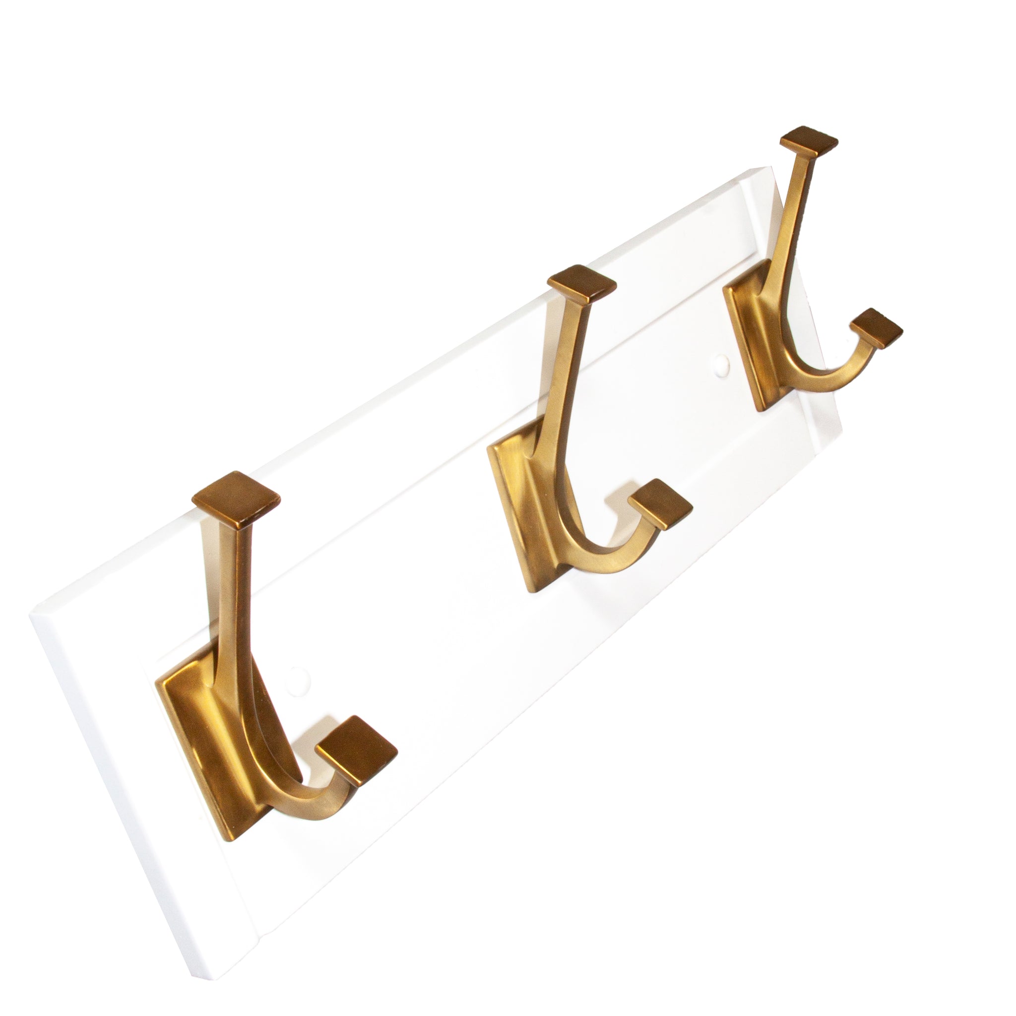 3 Coat & Hat Hook Rail 17-1/2 Inch Long in Brushed Golden Brass - Hickory Hardware