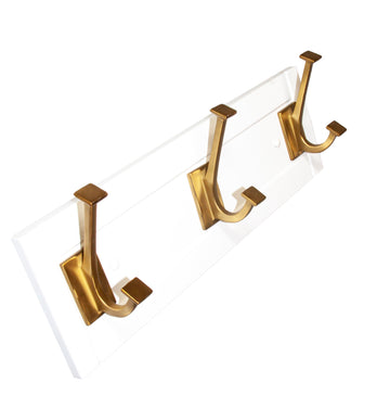 3 Coat & Hat Hook Rail 17-1/2 Inch Long in Brushed Golden Brass - Hickory Hardware