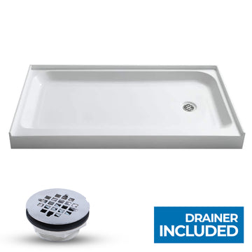 36 x 60 in. Right Drain Single Threshold Shower Base in White