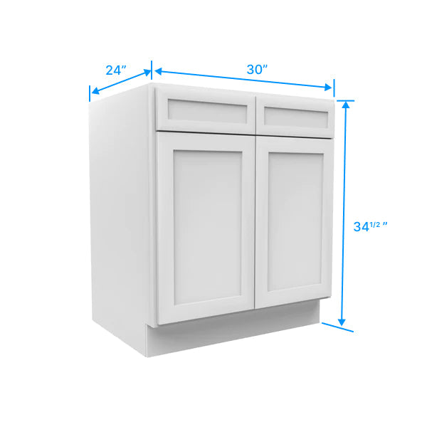 Sink Base Cabinet - 30W x 34-1/2H x 24D - Aria White Shaker - RTA