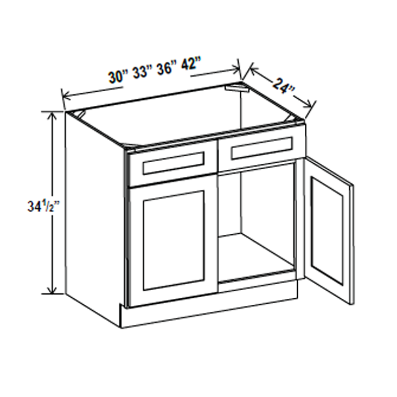 Sink Base Cabinet - 30W x 34-1/2H x 24D -Charleston White - RTA