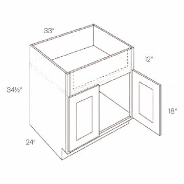 Farm Sink Base Cabinet| Matrix Silver | 33W x 34.5H x 24D