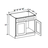 Sink Base Cabinet - 33W x 34-1/2H x 24D - Blue Shaker Cabinet - RTA