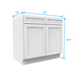 Sink Base Cabinet - 36W x 34-1/2H x 24D - Aria White Shaker - RTA