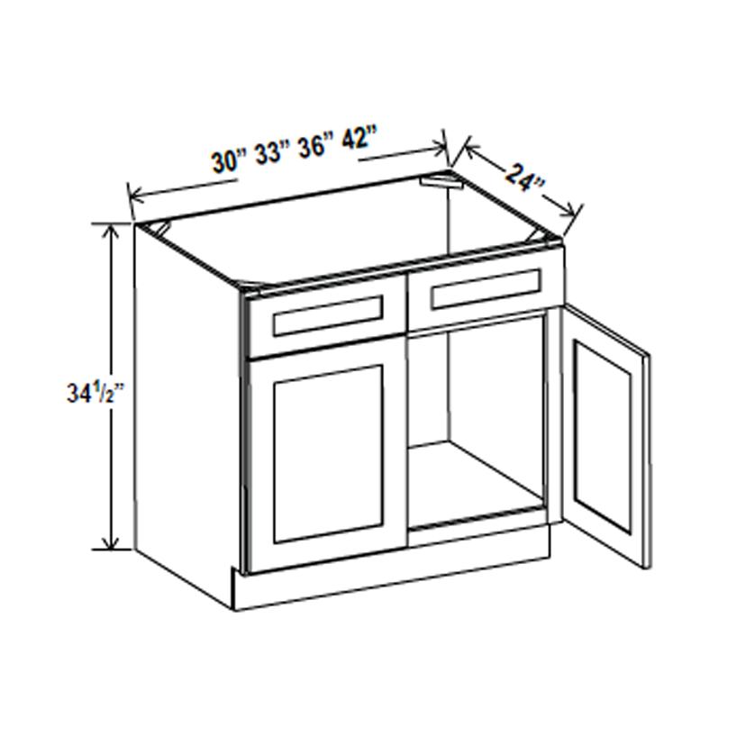 Sink Base Cabinet - 42W x 34-1/2H x 24D -Charleston White - RTA