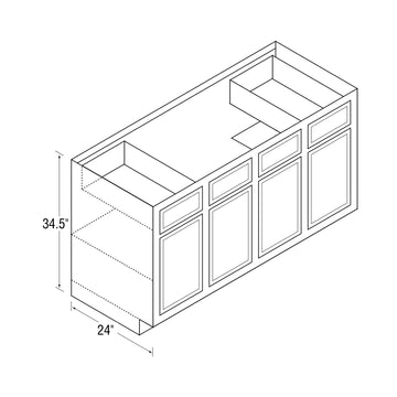 Sink Base Cabinet - Glenwood Shaker - 60 Inch W x 34.5 Inch H x 24 Inch D