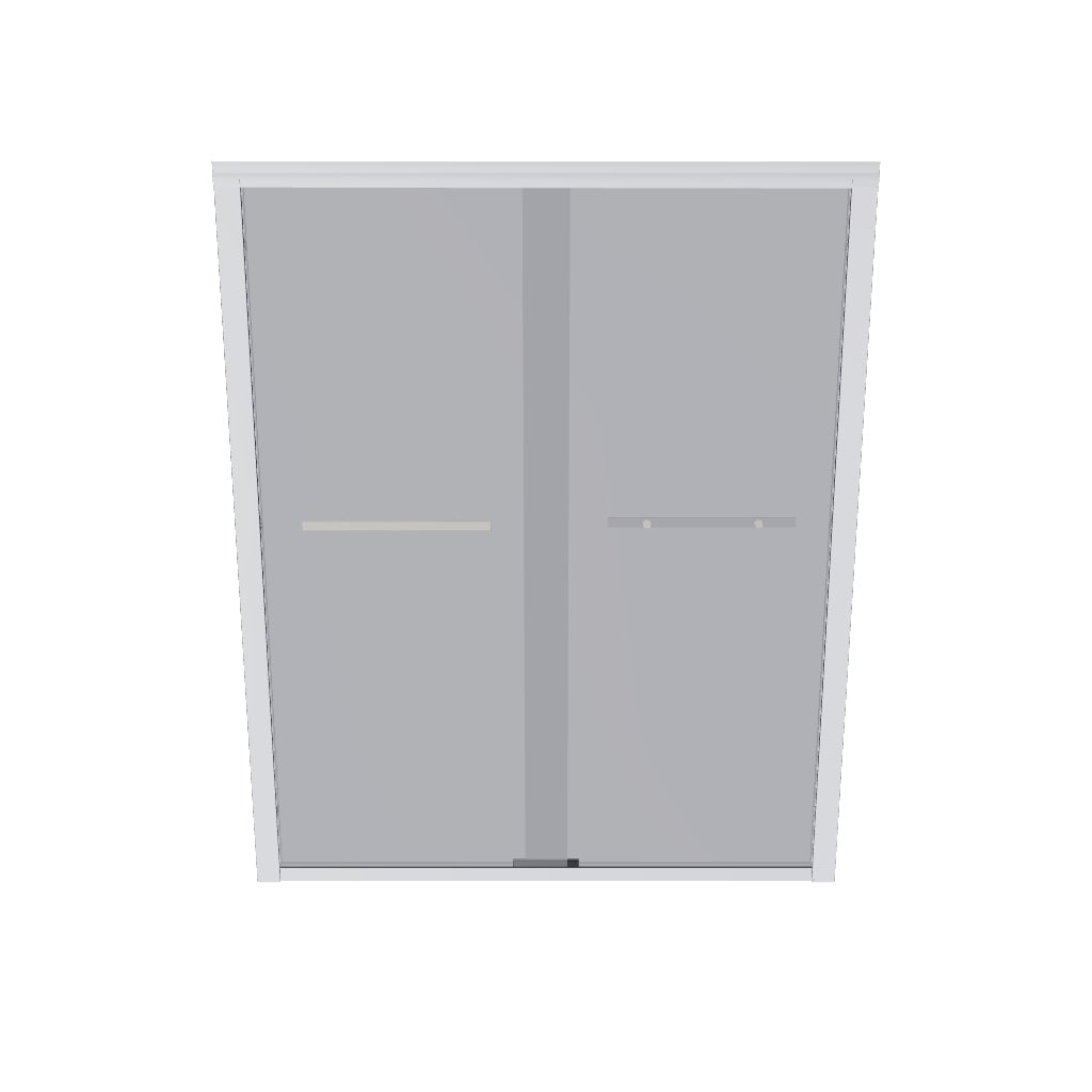 Ivanees 60 In. W X 76 In. H Framed dual Sliding glass Shower Door with Double Handles & (8 mm) Clear Tempered Glass