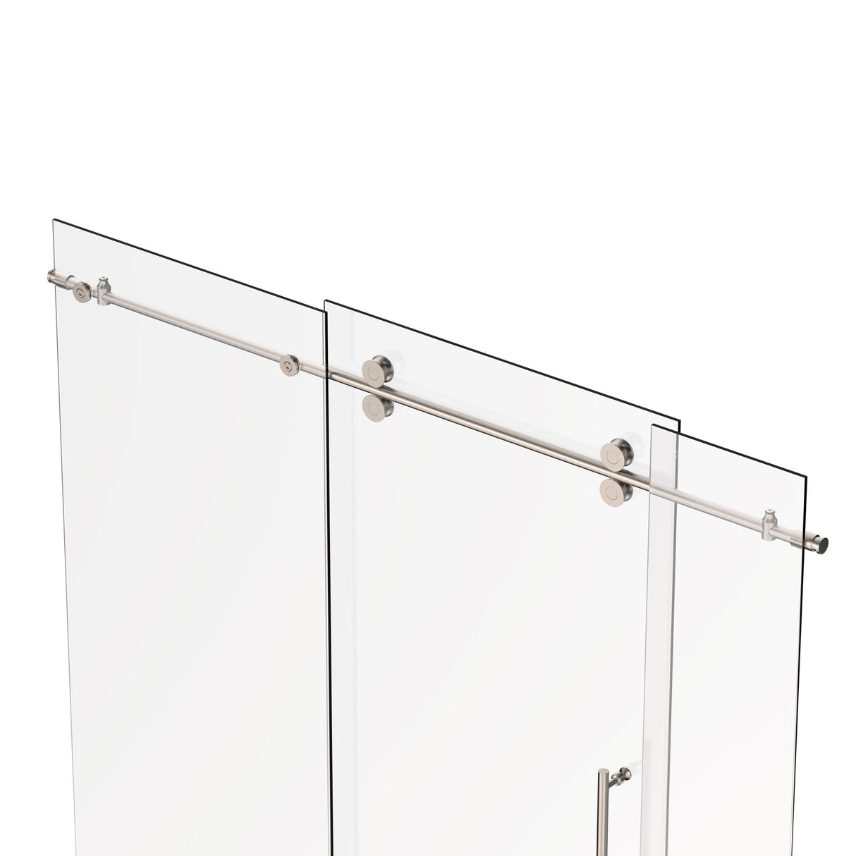 Ivanees 72 In. W X 76 In. H Frameless Single Sliding Glass Shower Door With 3 Glass Panels & 8mm Clear Tempered Glass- Barn Door Style