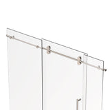 Ivanees 72 In. W X 76 In. H Frameless Single Sliding Glass Shower Door With 3 Glass Panels & 8mm Clear Tempered Glass- Barn Door Style