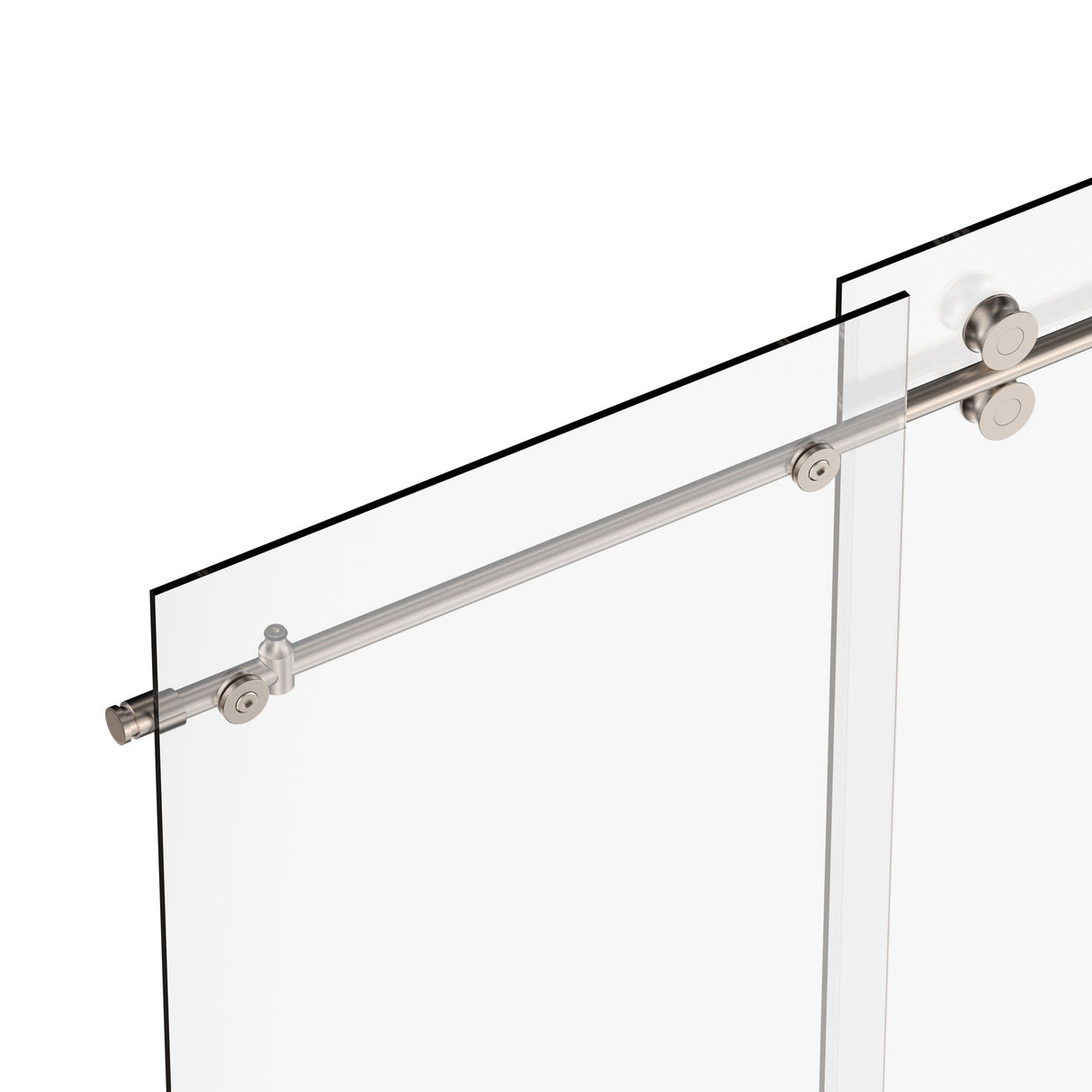 Ivanees 72 In. W X 76 In. H Frameless Single Sliding Glass Shower Door With 3 Glass Panels & 8mm Clear Tempered Glass- Barn Door Style