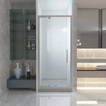 Ivanees 36 In. W X 76 In. H Framed Pivot Glass Shower Door With Soft- Closing Clear Tempered Glass