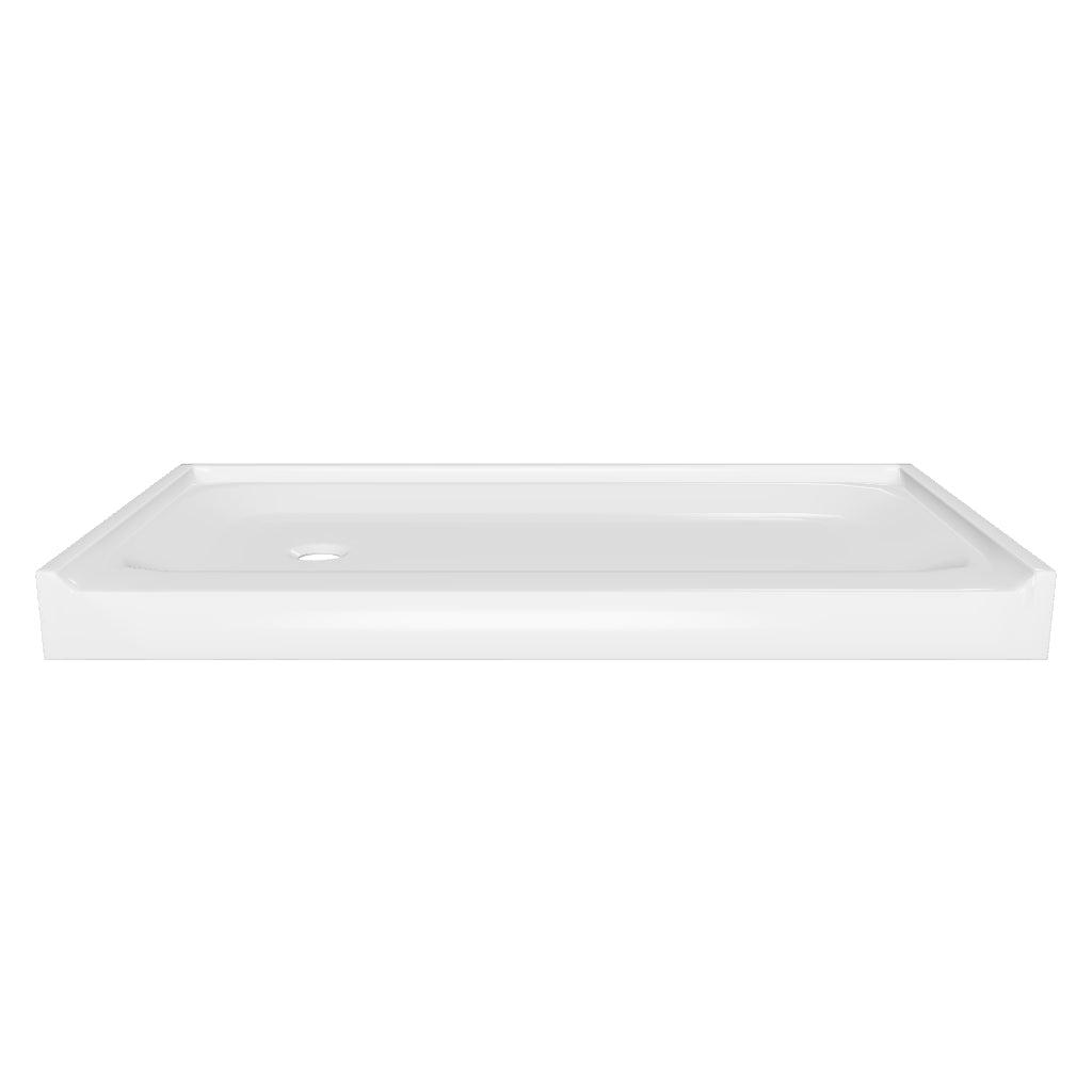 Shower Tray - Left Drain Single Threshold - Acrylic and Fiberglass - 60 X 32 X 5.5