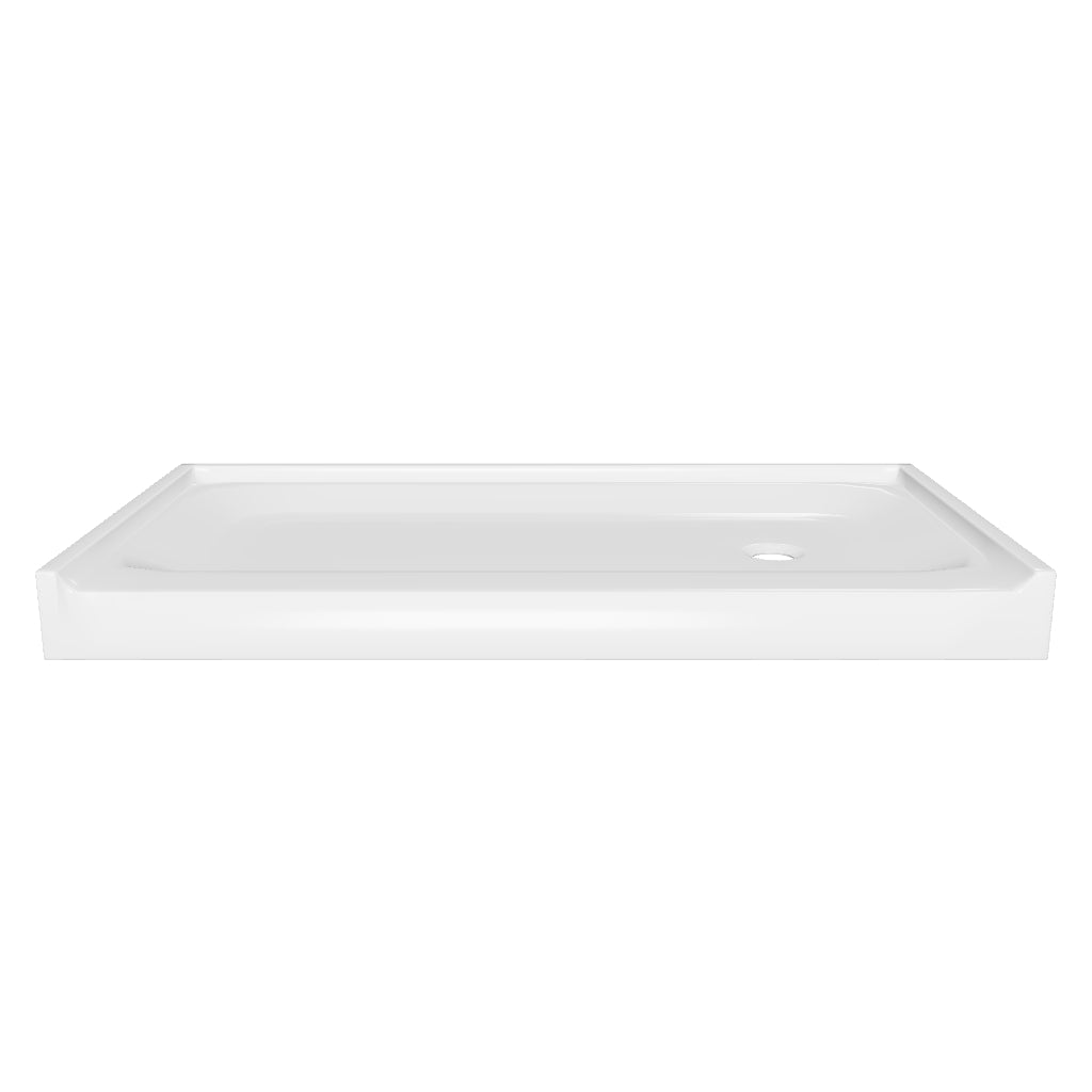 Shower Tray - Right Drain Single Threshold - Acrylic and Fiberglass -  60 X 32 X 5.5