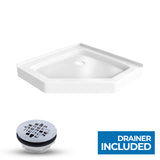 Ivanees - Neo Angle Center Drain Shower Base - Shower Pan - Double Tile Flanges - 36 X 36 X 5.5