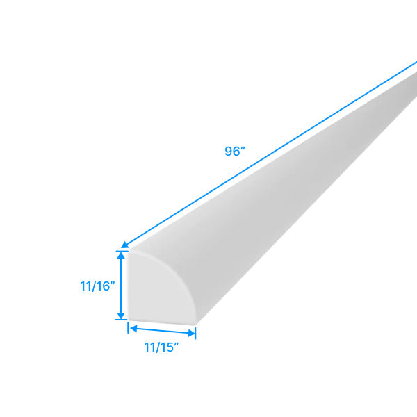 Shoe Moulding - 96W x 11/16H x 11/15D - Aria White Shaker