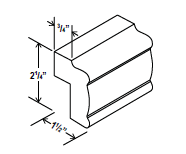 Small Light Rail Moulding - 96''W x 2 1/4"H x 1 1/2"D - Aspen White - RTA