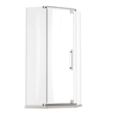 Ivanees 36 In. x 76 In. Neo-Angle Pivot Semi-Frameless Corner Shower Enclosure in Stainless Steel with 8mm Clear Tempered Glass