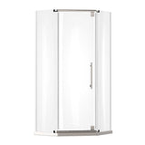 Ivanees 36 In. x 76 In. Neo-Angle Pivot Semi-Frameless Corner Shower Enclosure in Stainless Steel with 8mm Clear Tempered Glass