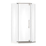 Ivanees 36 In. x 76 In. Neo-Angle Pivot Semi-Frameless Corner Shower Enclosure in Stainless Steel with 8mm Clear Tempered Glass