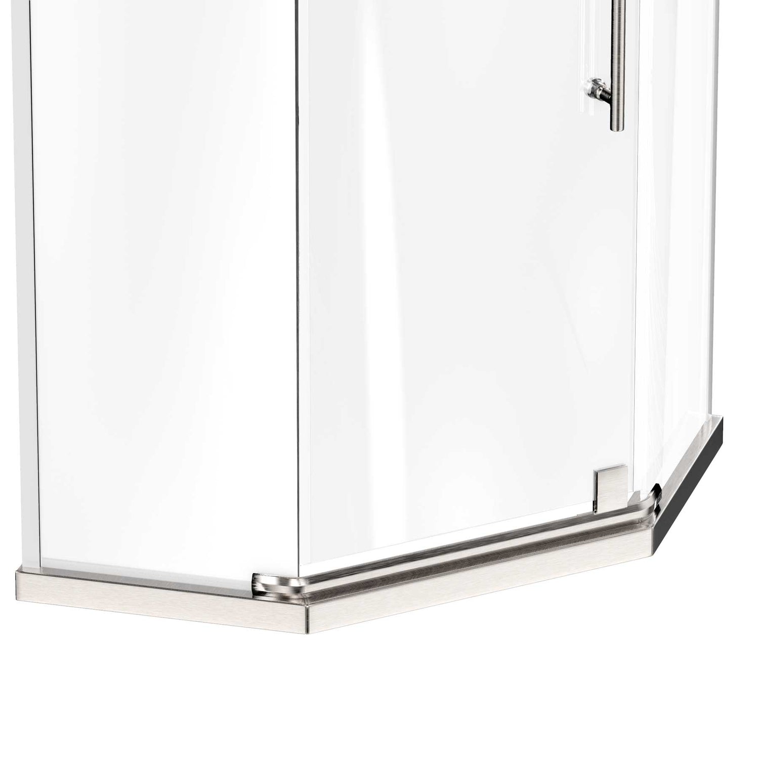 Ivanees 36 In. x 76 In. Neo-Angle Pivot Semi-Frameless Corner Shower Enclosure in Stainless Steel with 8mm Clear Tempered Glass