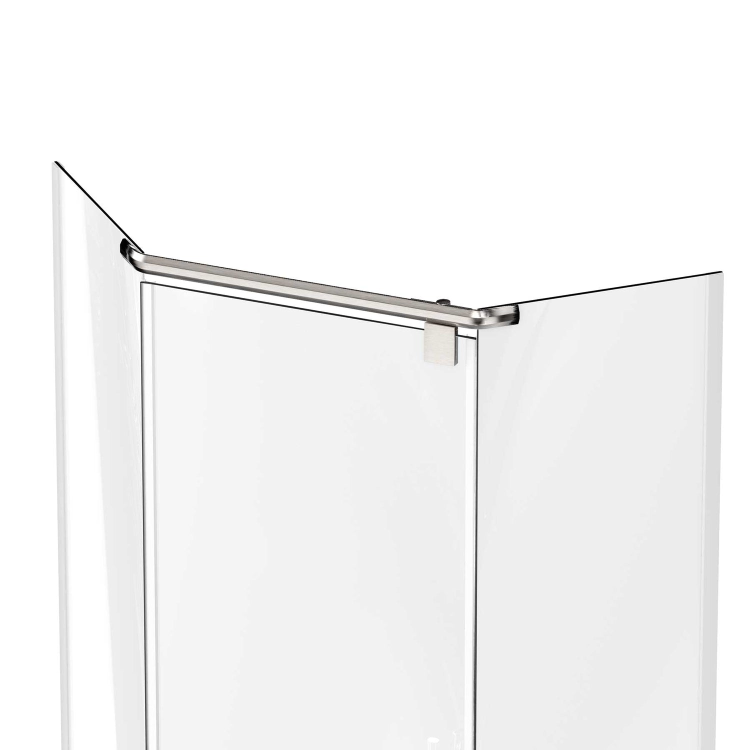 Ivanees 36 In. x 76 In. Neo-Angle Pivot Semi-Frameless Corner Shower Enclosure in Stainless Steel with 8mm Clear Tempered Glass