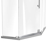 Ivanees 36 In. x 76 In. Neo-Angle Pivot Semi-Frameless Corner Shower Enclosure in Stainless Steel with 8mm Clear Tempered Glass