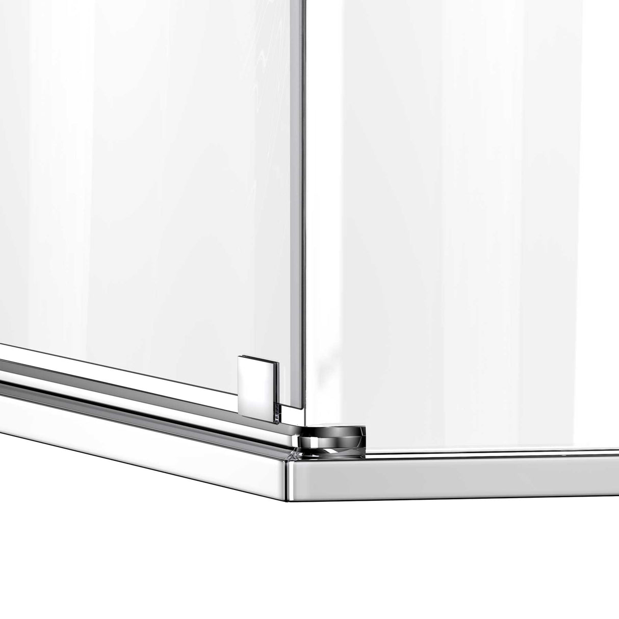 Ivanees 36 In. x 76 In. Neo-Angle Pivot Semi-Frameless Corner Shower Enclosure in Stainless Steel with 8mm Clear Tempered Glass