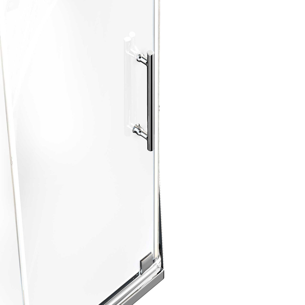 Ivanees 36 In. x 76 In. Neo-Angle Pivot Semi-Frameless Corner Shower Enclosure in Stainless Steel with 8mm Clear Tempered Glass