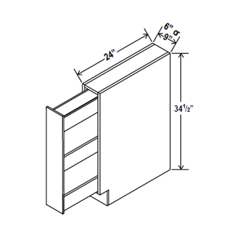 Spice Pull Base Cabinet - 6W x 34-1/2H x 24D - Aspen White - RTA