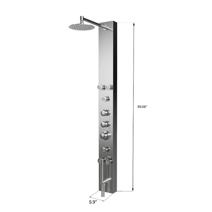 59 inch 6-Jet Stainless Steel Shower Panel System