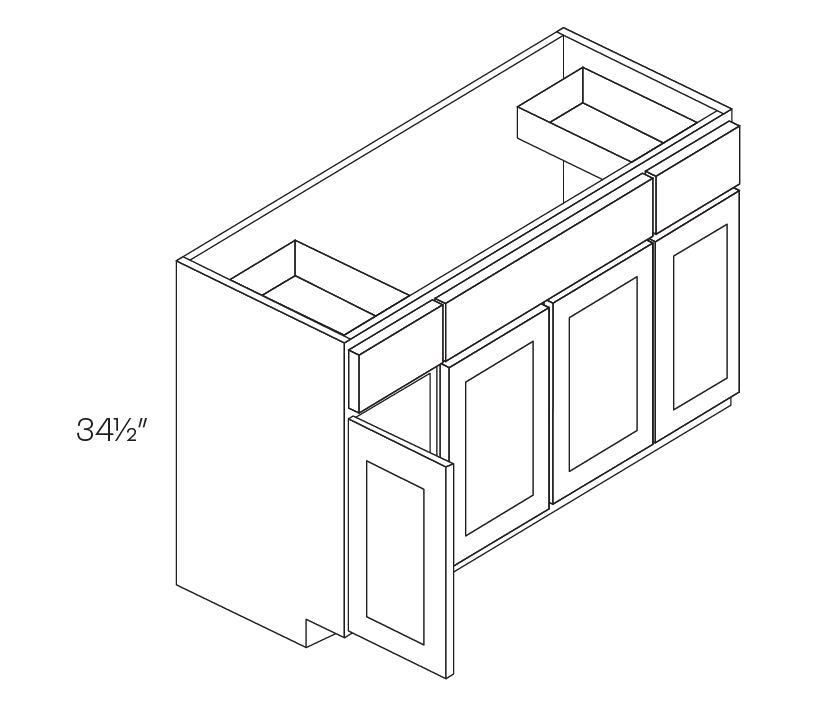 Luxor White - 4 Door Vanity Base Cabinet | 54"W x 34.5"H x 21"D