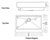 Ridge 35 - 33"W x 19"D x 10"H  15 gauge Undermount Single Basin Sink