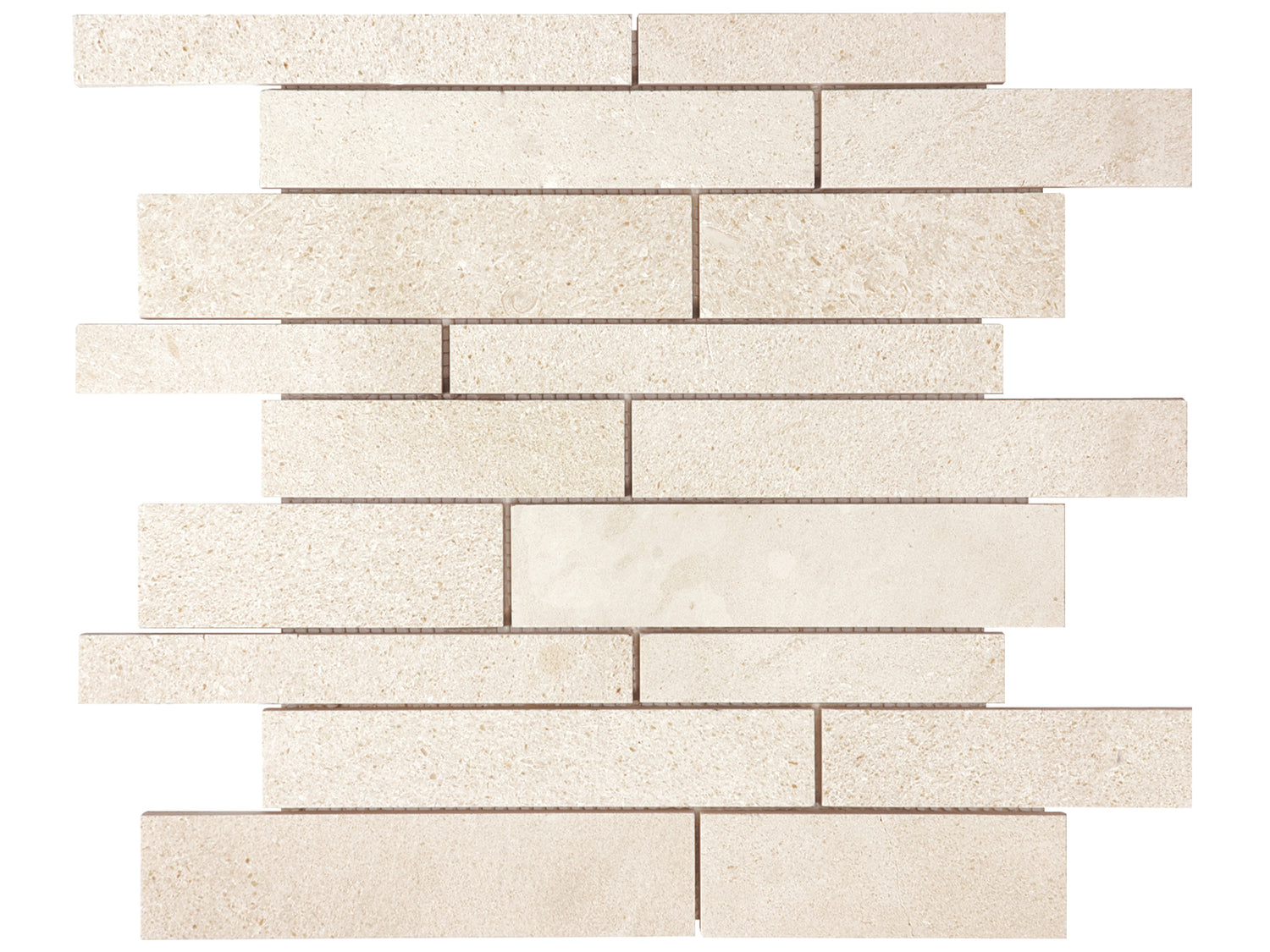 Random Strip Serene Ivory Honed Limestone Mosaic
