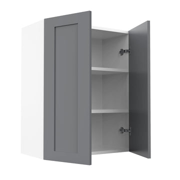 RTA - Grey Shaker - Double Door Wall Cabinet | 24"W x 30"H x 12"D