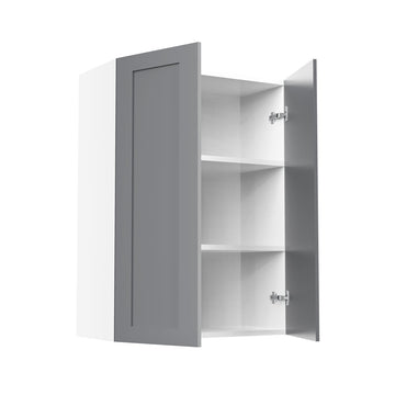 RTA - Grey Shaker - Double Door Wall Cabinet | 24"W x 36"H x 12"D