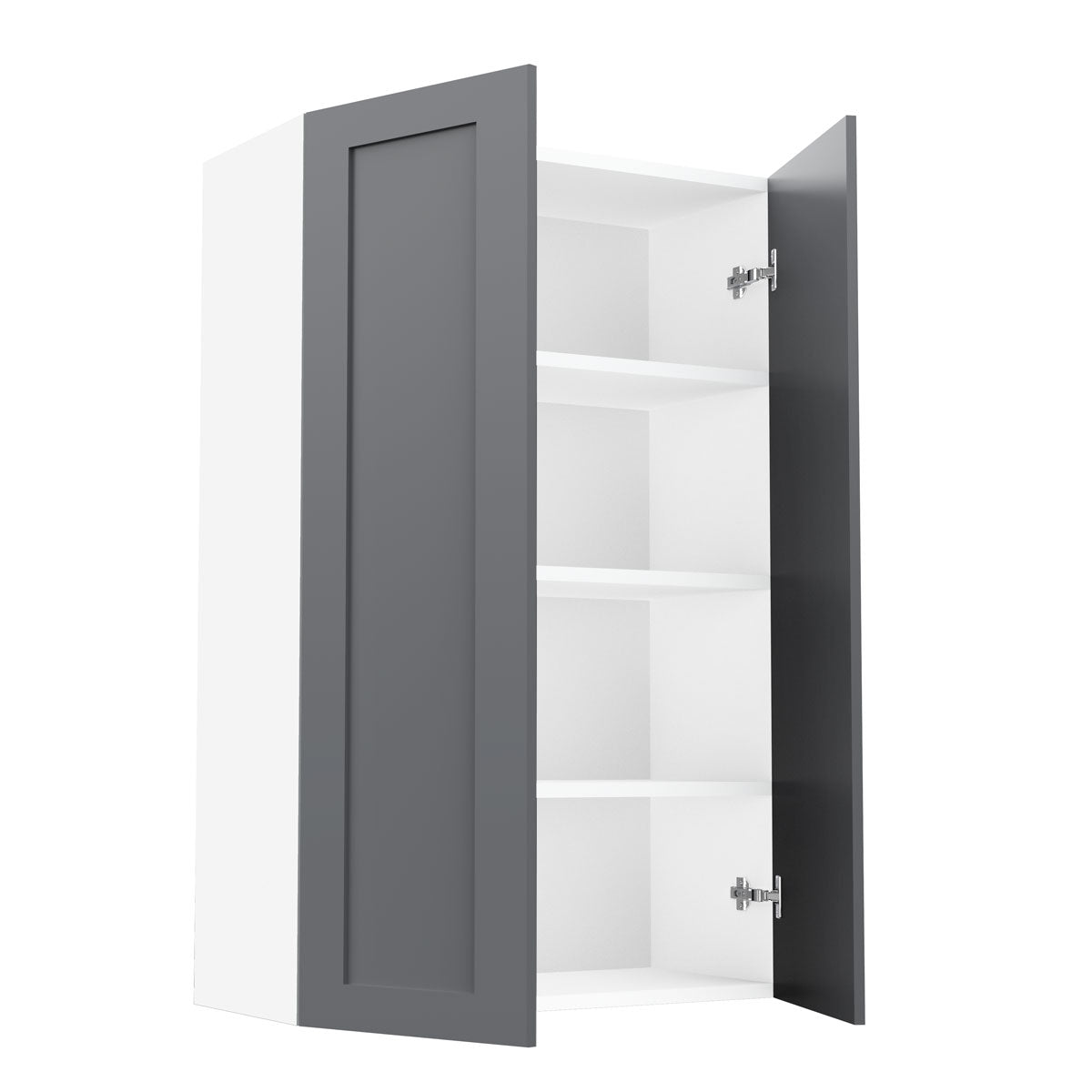 RTA - Grey Shaker - Double Door Wall Cabinets | 27"W x 42"H x 12"D