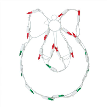 12" Battery Operated LED Lighted Wreath and Bow Christmas Window Silhouette