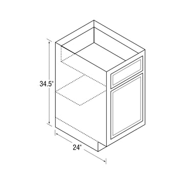 27 Inch Base Cabinets - Dwhite Shaker - 27 Inch W x 24 Inch D x 34.5 Inch H