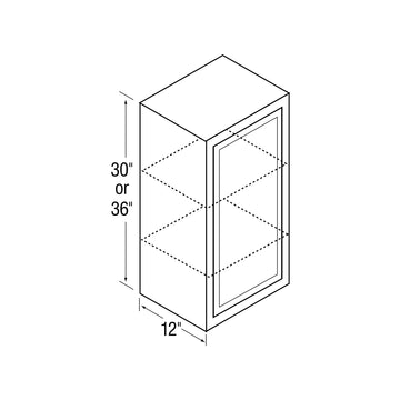 30 inch Wall Cabinets - Single Door - Glenwood Shaker - 12 Inch W x 30 Inch H x 12 Inch D