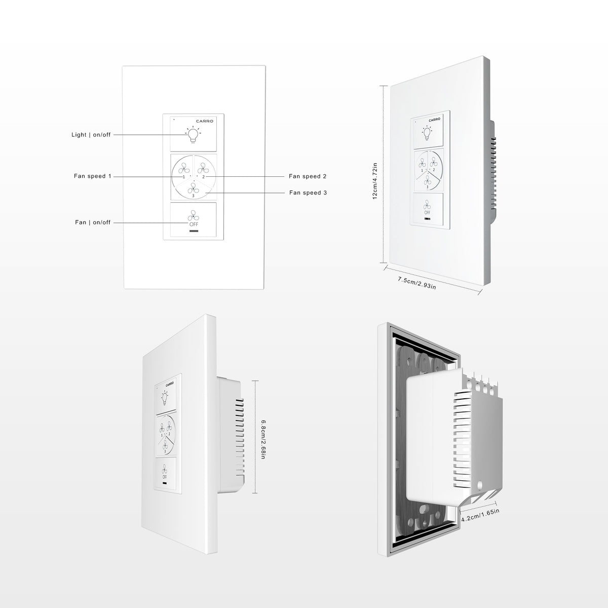 Pilot Smart Wall Switch For Ceiling Fans(1-Gang), Works with  Al