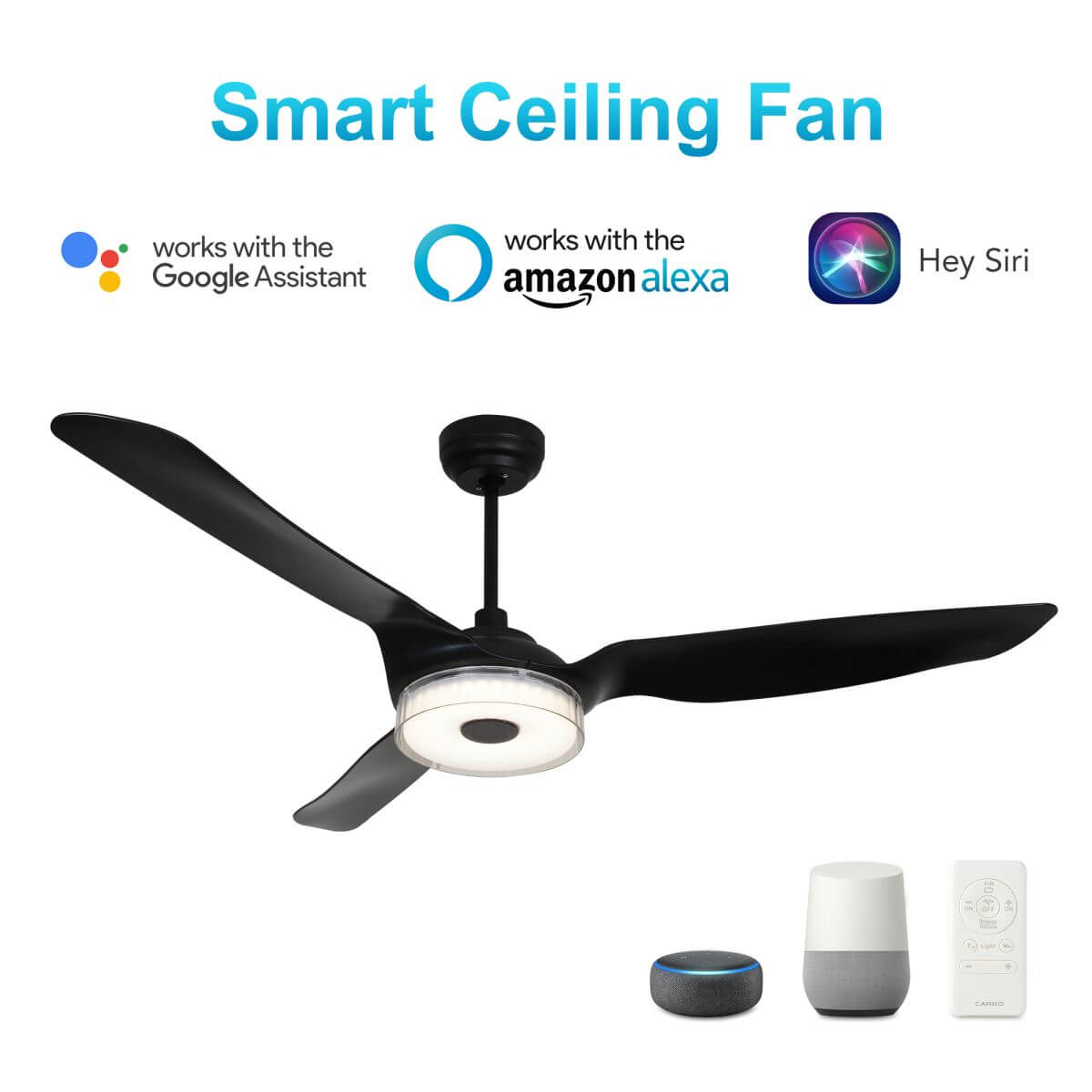 Smart Ceiling Fan With Led Light