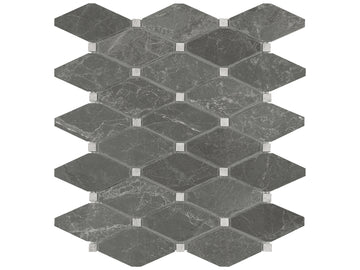 Clipped Diamond Stark Carbon Polished Marble Mosaic