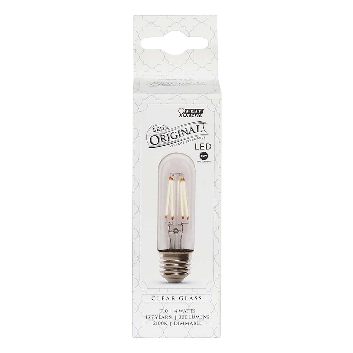 T10 LED Original Vintage Light Bulb, 4 Watts, E26, Dimmable, Decorative Bulb