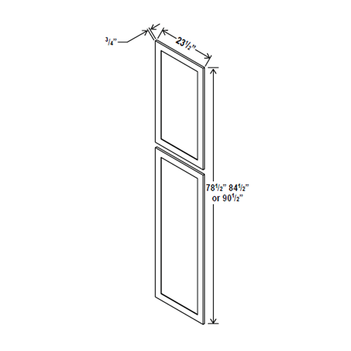 Tall Decorative Door Panel - 23 1/2"W x 84 1/2"H x 3/4"D -Charleston White - RTA