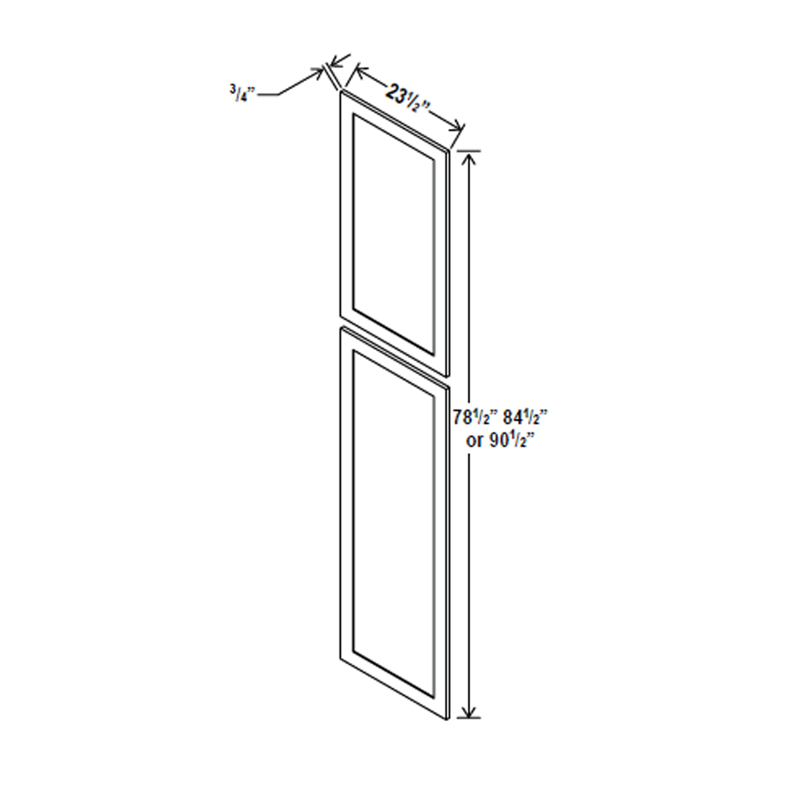 Tall Decorative Door Panel - 23 1/2"W x 90 1/2"H x 3/4"D - Aspen Charcoal Grey