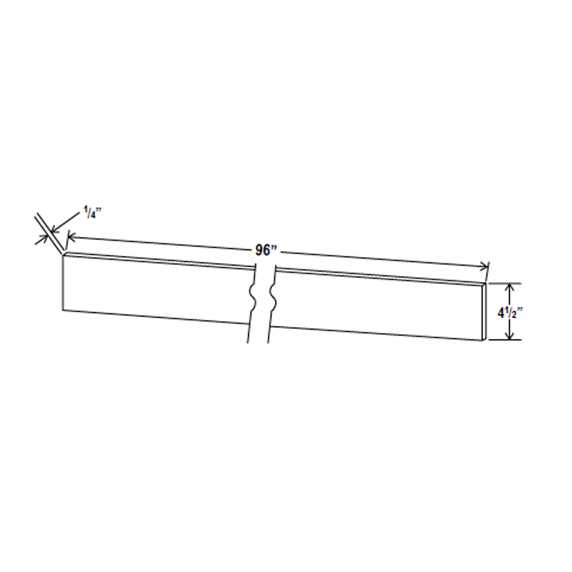 Toe Kick Plywood - 96"W x 4 1/2"H x 1/4"D - Charleston Saddle - RTA