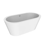 Queen 67 In. Oval Acrylic Freestanding Soaking Bathtub in Glossy White Chrome-Plated Center Drain & Overflow Cover