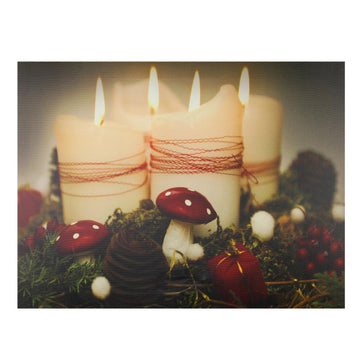 LED Lighted Flickering Holiday Candles Christmas Canvas Wall Art 11.75