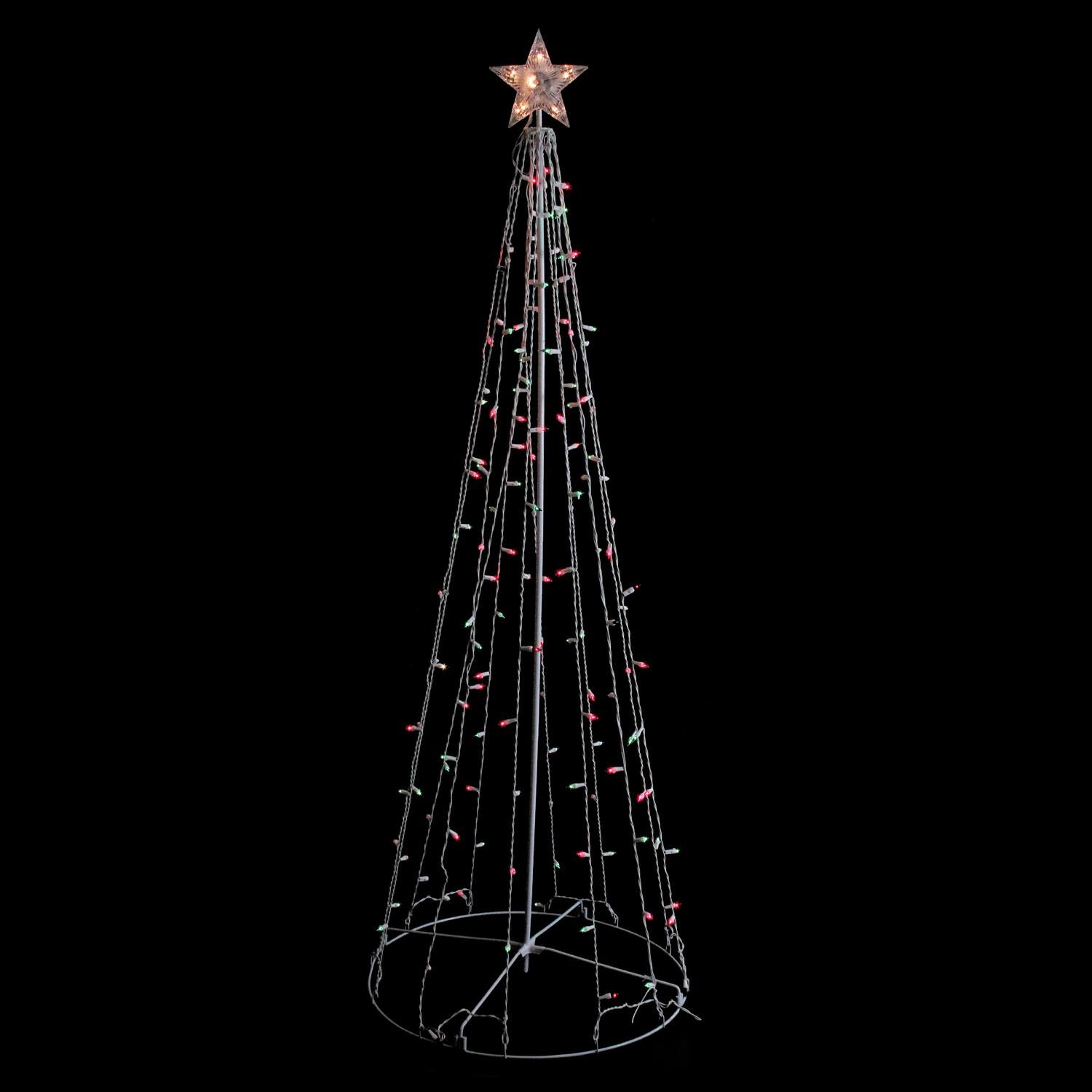 6' Red and Green Lighted Outdoor Twinkling Christmas Tree Outdoor Decoration